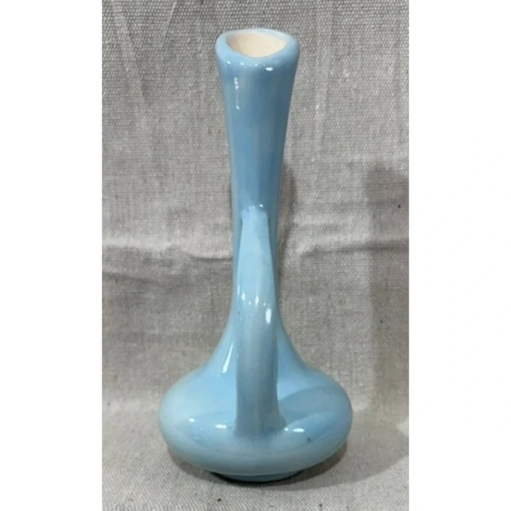 Lois Studio Pottery Blue Ceramic Pitcher Vase Mid Century Modern 7 Inch